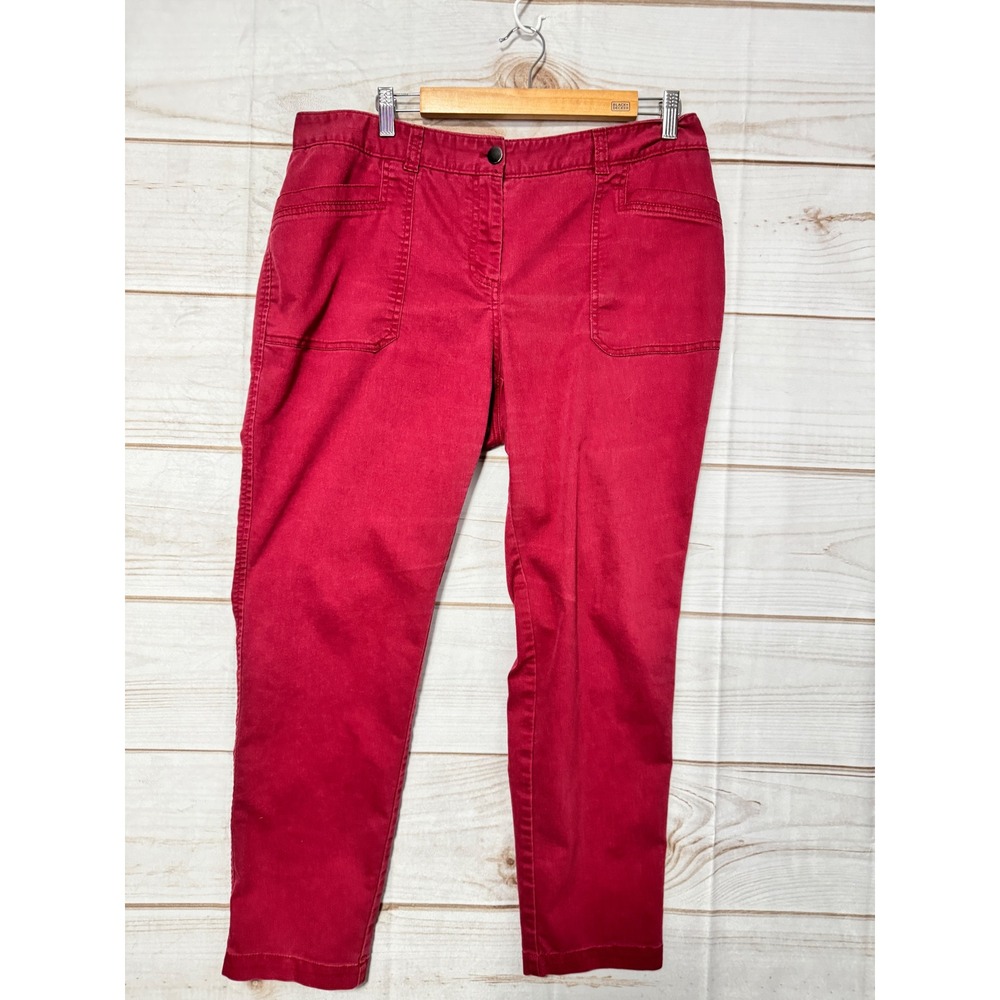 Van Heusen Womens Red Stretch Extensible‎ Pants Size 14 Regular Ankle Trousers